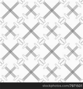 Shades of gray crossing double T shapes with offset.Seamless stylish geometric background. Modern abstract pattern. Flat monochrome design.