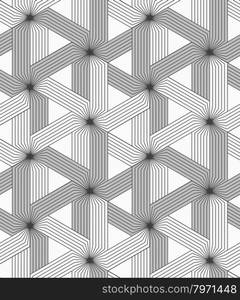 Shades of gray striped three ray stars.Seamless stylish geometric background. Modern abstract pattern. Flat monochrome design.