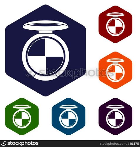 Shadow kit icons set rhombus in different colors isolated on white background. Shadow kit icons set