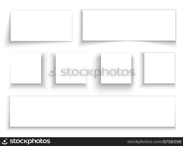 Shadow paper. Transparent realistic elements shadows, frame or border, different forms paper divider mockup, banner template, web pages template, poster or advertisement banner vector isolated set. Shadow paper. Transparent realistic elements shadows, frame or border, different forms paper divider mockup, banner template, web pages template, poster or advertisement banner vector set