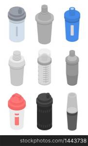 Shaker icons set. Isometric set of shaker vector icons for web design isolated on white background. Shaker icons set, isometric style