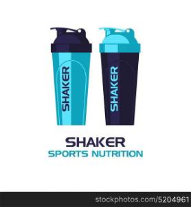 Shakers. Sports nutrition. Vector illustration isolated on white background.