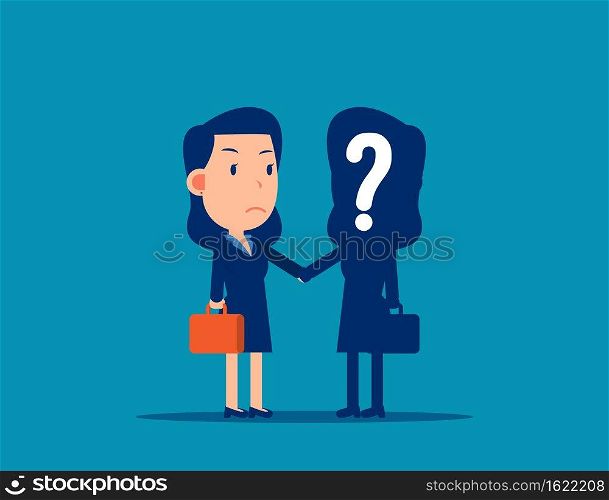 Shaking and agreement with anonymous person. Business deal concept. Flat cartoon vector illustration design