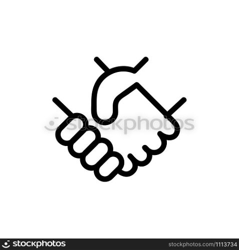 Shaking hands help the icon vector. Thin line sign. Isolated contour symbol illustration. Shaking hands help the icon vector. Isolated contour symbol illustration