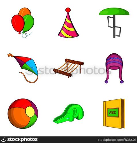 Shallow icons set. Cartoon set of 9 shallow vector icons for web isolated on white background. Shallow icons set, cartoon style