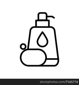 Shampoo bottle and soap icon vector design template flat style isolated on white background