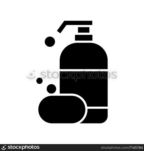 Shampoo bottle and soap icon vector design template flat style isolated on white background