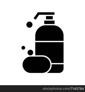 Shampoo bottle and soap icon vector design template flat style isolated on white background