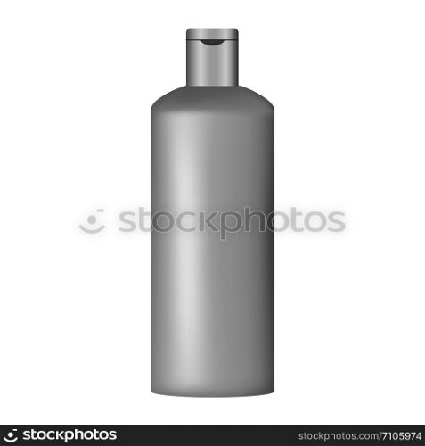 Shampoo bottle mockup. Realistic illustration of shampoo bottle vector mockup for web design isolated on white background. Shampoo bottle mockup, realistic style