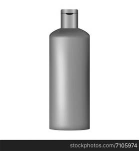 Shampoo bottle mockup. Realistic illustration of shampoo bottle vector mockup for web design isolated on white background. Shampoo bottle mockup, realistic style