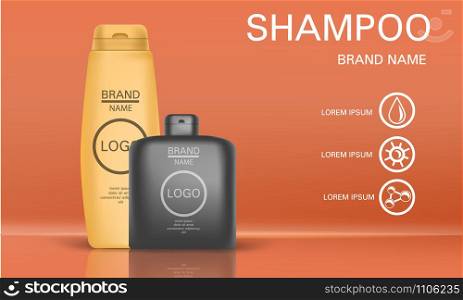 Shampoo concept background. Realistic illustration of shampoo vector concept background for web design. Shampoo concept background, realistic style