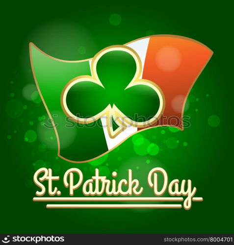 Shamrock against Irish flag. St. Patrick&rsquo;s Day Design.