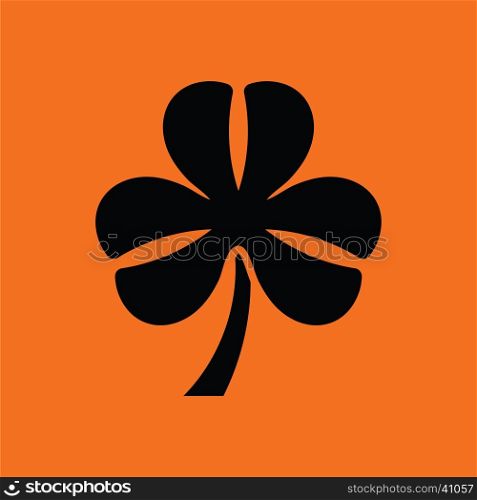 Shamrock icon. Orange background with black. Vector illustration.