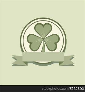 Shamrock label flat design with blank banner vector template.