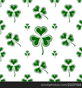 Shamrock Three Leaf Clover Seamless Pattern Vector Art Illustration