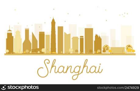 Shanghai City skyline golden silhouette. Vector illustration. Simple flat concept for tourism presentation, banner, placard or web site. Shanghai isolated on white background