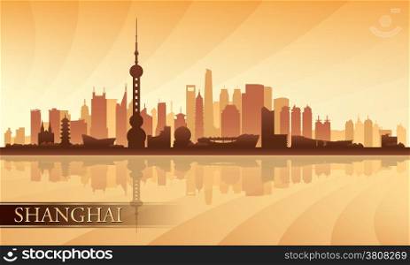 Shanghai city skyline silhouette background, vector illustration&#xA;