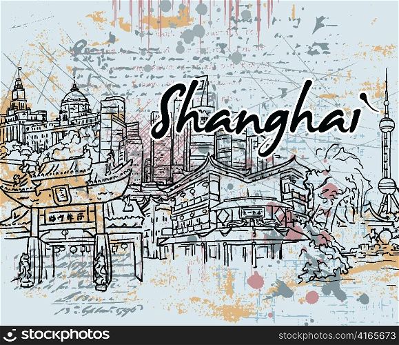 shanghai doodles vector illustration