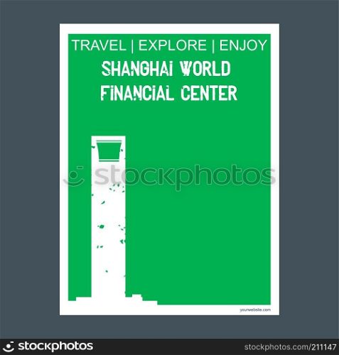Shanghai World Financial Center Shanghai Shi, China monument landmark brochure Flat style and typography vector