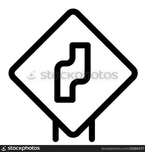 Shape curve turn right side road side warning signboard