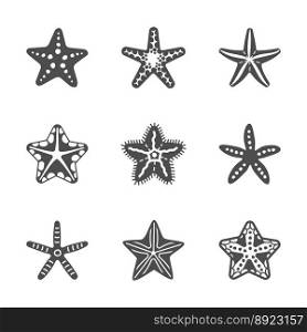 Shape set of various sea starfish vector image