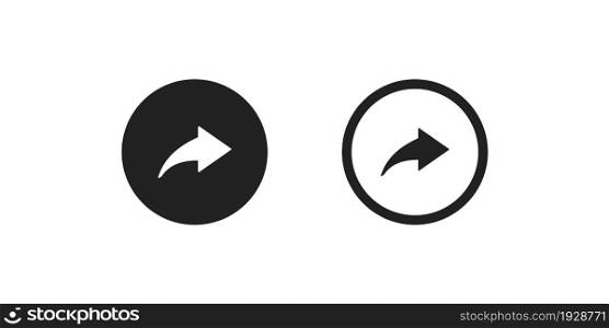 Share arrow icon. Curve, social media button sign in vector flat style.