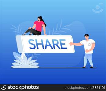 Share button people. Flat button. Flat vector illustration. Social media icon. Share button people. Flat button. Flat vector illustration. Social media icon.