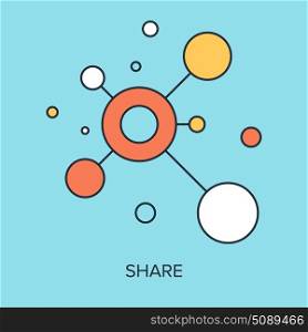 Share Icon. Vector illustration of share flat line design concept.