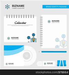 Share idea Logo, Calendar Template, CD Cover, Diary and USB Brand Stationary Package Design Vector Template