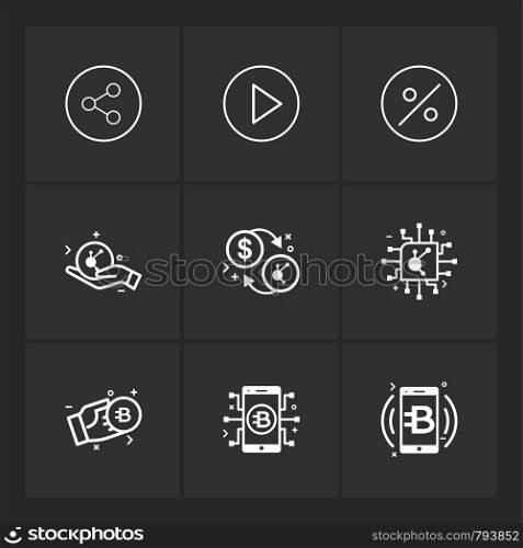 Share , play , percentage , safe , crypto currency , ic ,bitcoin , mobile ,icon, vector, design, flat, collection, style, creative, icons