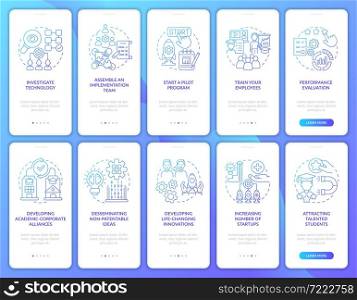 Share technologies onboarding mobile app page screen. Disseminate innovation walkthrough 5 steps graphic instructions with concepts. UI, UX, GUI vector template with linear color illustrations. Share technologies onboarding mobile app page screen