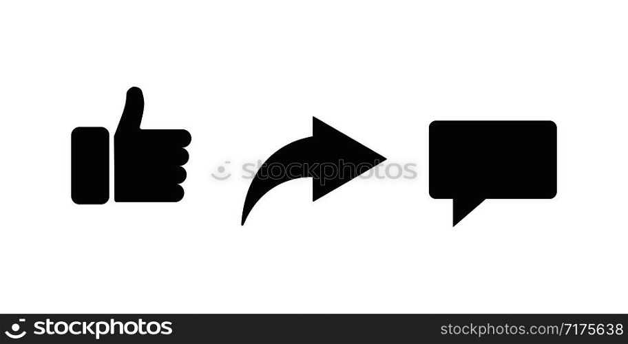 Share thumb up mail or comment signs or icon isolated social media elements. Network symbols. EPS 10. Share thumb up mail or comment signs or icon isolated social media elements. Network symbols.