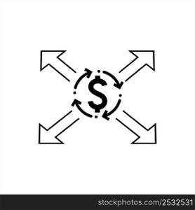 Share Wealth Icon, Share Money, Economy, Prosperity With Others Vector Art Illustration