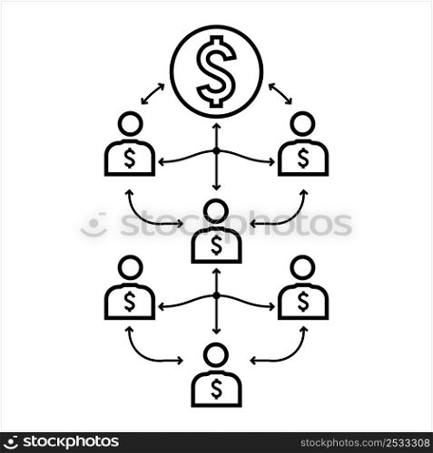 Share Wealth Icon, Share Money, Economy, Prosperity With Others Vector Art Illustration