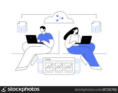 Shared document abstract concept vector illustration. Public folder access, collaborative document editing online, cloud service, real time collaboration platform,  shared link abstract metaphor.. Shared document abstract concept vector illustration.