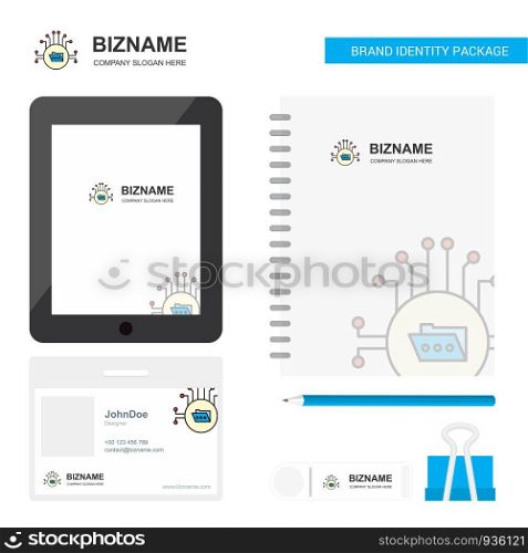 Shared folder Business Logo, Tab App, Diary PVC Employee Card and USB Brand Stationary Package Design Vector Template