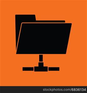 Shared folder icon. Orange background with black. Vector illustration.