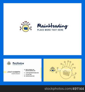 Shared folder Logo design with Tagline & Front and Back Busienss Card Template. Vector Creative Design