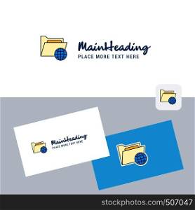 Shared folder vector logotype with business card template. Elegant corporate identity. - Vector