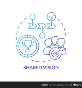 Shared vision blue gradient concept icon. Common goals and opinion. Social planning. ILAP principle abstract idea thin line illustration. Isolated outline drawing. Myriad Pro-Bold fonts used. Shared vision blue gradient concept icon