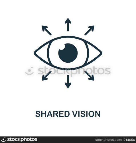 Shared Vision icon. Monochrome style design from management collection. UI. Pixel perfect simple pictogram shared vision icon. Web design, apps, software, print usage.. Shared Vision icon. Monochrome style design from management icon collection. UI. Pixel perfect simple pictogram shared vision icon. Web design, apps, software, print usage.