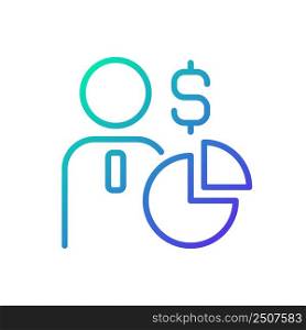 Shareholder gradient linear vector icon. Sharing ownership. Equity in corporation. Joint-stock company. Agreement. Thin line color symbol. Modern style pictogram. Vector isolated outline drawing. Shareholder gradient linear vector icon