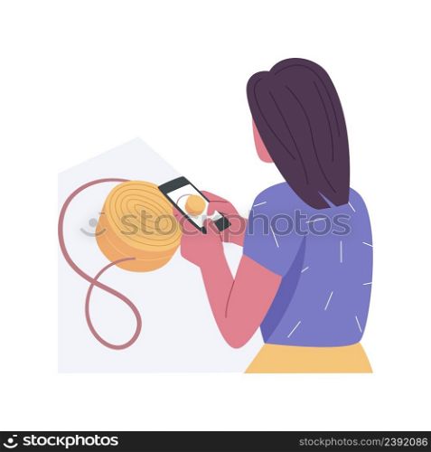Sharing a new look isolated cartoon vector illustrations. Woman takes photos of her bag, sharing in social network, people lifestyle, fashion shopping blog, creating stylish look vector cartoon.. Sharing a new look isolated cartoon vector illustrations.
