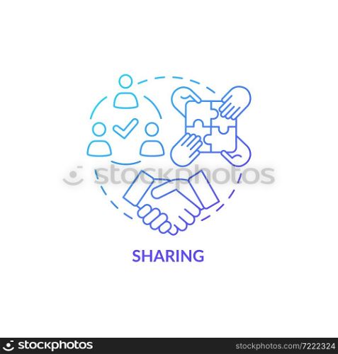 Sharing concept icon. Cooperate and work in team. Skillsharing and partnership. Split organizational tasks abstract idea thin line illustration. Vector isolated outline color drawing. Sharing concept icon