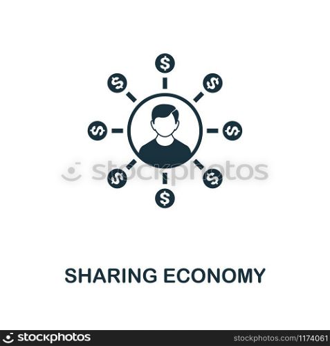 Sharing Economy icon. Monochrome style design from fintech collection. UX and UI. Pixel perfect sharing economy icon. For web design, apps, software, printing usage.. Sharing Economy icon. Monochrome style design from fintech icon collection. UI and UX. Pixel perfect sharing economy icon. For web design, apps, software, print usage.