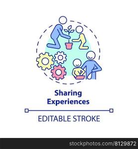 Sharing experiences concept icon. Family relationships importance abstract idea thin line illustration. Isolated outline drawing. Editable stroke. Arial, Myriad Pro-Bold fonts used. Sharing experiences concept icon
