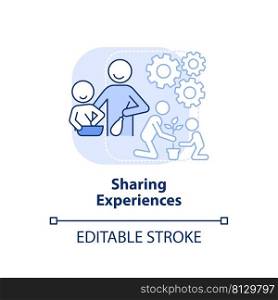 Sharing experiences light blue concept icon. Family relationships importance abstract idea thin line illustration. Isolated outline drawing. Editable stroke. Arial, Myriad Pro-Bold fonts used. Sharing experiences light blue concept icon