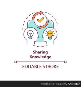 Sharing knowledge concept icon. Professional experience exchange. Skillsharing. Learning and teaching abstract idea thin line illustration. Vector isolated outline color drawing. Editable stroke. Sharing knowledge concept icon