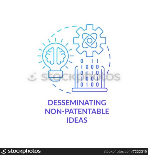Sharing non-patentable ideas concept icon. Disseminating scientific knowledge. Freely distributed technology abstract idea thin line illustration. Vector isolated outline color drawing. Sharing non-patentable ideas concept icon