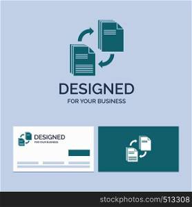 sharing, share, file, document, copying Business Logo Glyph Icon Symbol for your business. Turquoise Business Cards with Brand logo template.. Vector EPS10 Abstract Template background